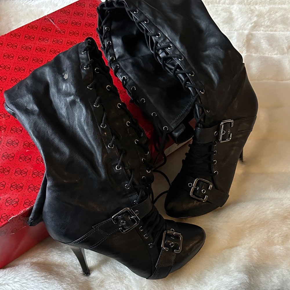 Guess Black Lace-Up Women's Boots
